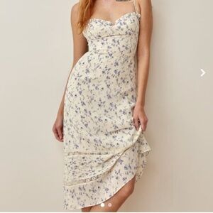 Reformation Ronan Floral Cream Dress, size 0